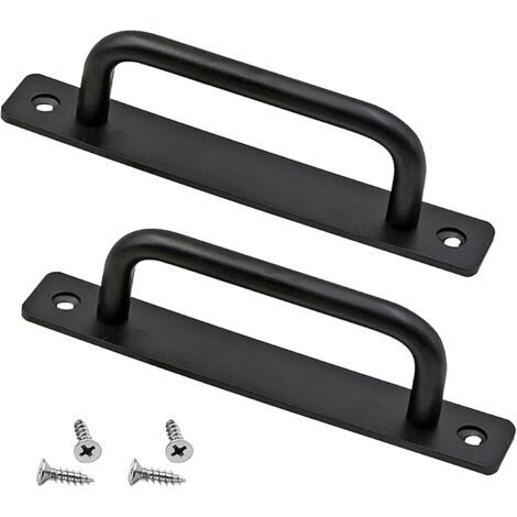Poignée de porte,Poignée de porte de grange robuste 2 pièces Poignée de porte coulissante Poignées de porte poussoir avec plaque arrière Poignées de barre d'appui en alliage d'aluminium pour meubles - (1/5)