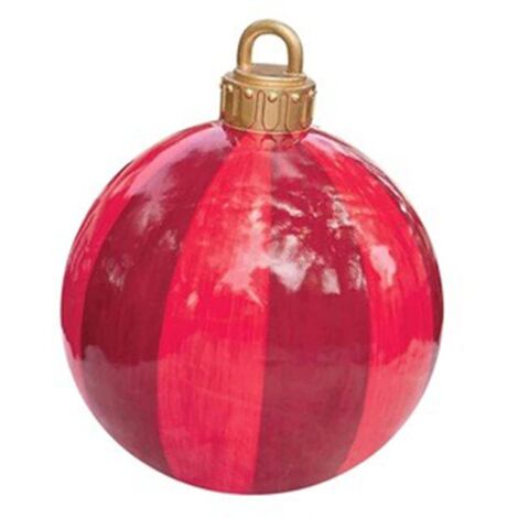 Boule de Noël gonflable, décoration gonflable, boule gonflable, décoration extérieure, décoration de boule de Noël gonflable, boule de Noël gonflable extra large (rayures rouges 60CM) (1/3)