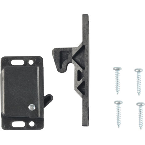Lot de 1 loquets de porte d'armoire avec 4 vis pour camping-car, loquets de porte de caravane, accessoires pour armoires, portes coulissantes, maison, cuisine, noir (1/4)