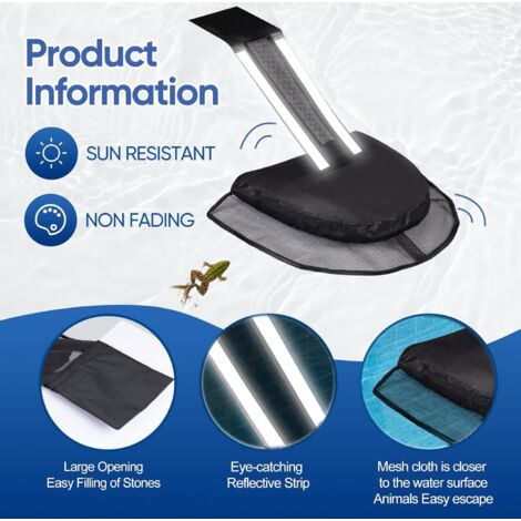 Rampe d'évacuation flottante pour piscine de sauvetage d'animaux, tapis de protection pour animaux de piscine (noir) (1/5)
