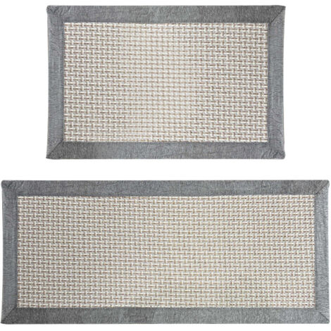 1pcsTapis de Cuisine, Tapis Cuisine Devant evier, Tapis de Cuisine antidérapant et Lavable, Tapis Lavable en Machine Coton et Lin Absorbant Gris(50x 80cm) (1/5)