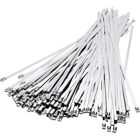Collier de Serrage Inox 100 Pièces, 300mm×4,6mm Attache Câblées Acier Inoxydable, Collier de Serrage Inox Pour Enroulement D'échappement, Câbles Groupés, Entretenir les Clôtures et les Auvents (1/5)