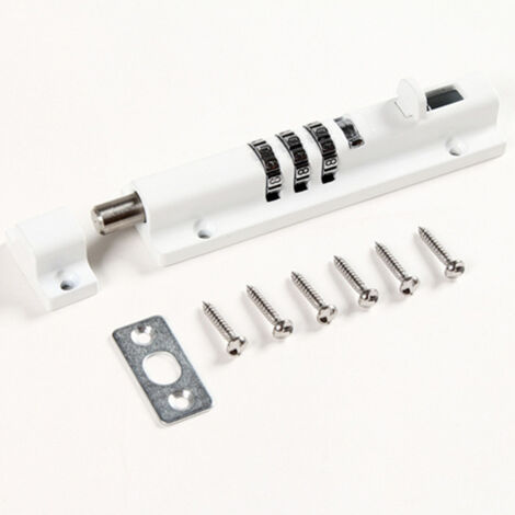 Verrou pour portail, verrouillage par combinaison mécanique – Plus besoin de clefs – Parfait pour portails, hangars, tout espace de stockage et toute porte(Blanc) (1/4)