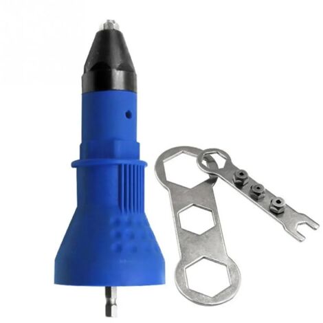Outil de rivetage d'écrou de rivet électrique Adaptateur de perceuse à riveter sans fil - Bleu (1/5)