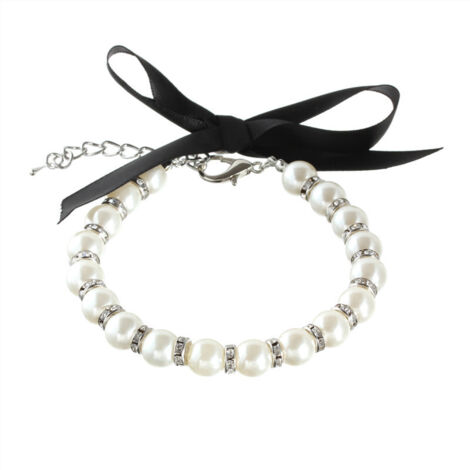 Collier de perles réglable pour chien et chat--L(30CM + 5CM Chaîne d'extension ) (1/5)