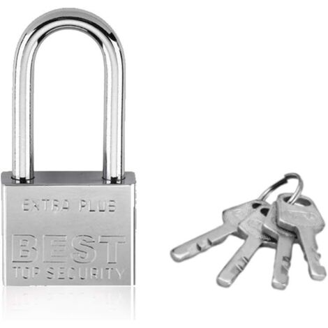 Cadenas de sécurité, Cadenas à clé Cadenas à Anse Longue 40 mm pour Casier de Gym Abri de Jardin Garage Clôture (1/5)