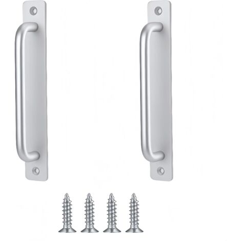 Lot de 2 poignées de porte de grange, poignées de porte coulissante robustes, poignées de porte de grange coulissantes argentées pour cuisine, meubles, armoires, placards, portes (1/5)
