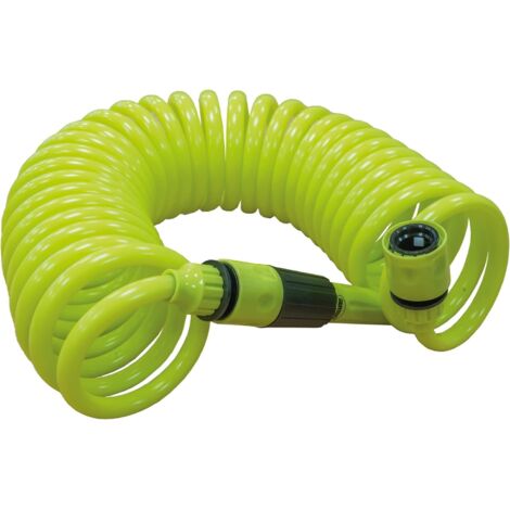 Tuyau d'arrosage en spirale de 3/8" avec accessoires de jardinage ou de nettoyage - Comprend une lance d'irrigation, un adaptateur et 2 raccords Extensible jusqu'à 7,5 m (1/5)