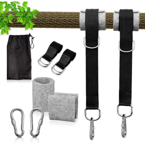 Sangle Hamac avec Crochet, 150cm Accroche Hamac Arbre Sangle Balancoire avec D-Ring et Coussin Plus épais pour Hamac et Balancoire de Jardin, Balancoire de Jardin (1/5)