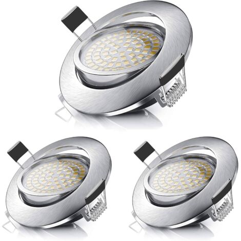 Spot LED Encastrable,Plafonnier Encastré 5W Equivalente de 50W Ampoule halogène,Blanc Chaud 3000K 470LM,Projecteur Orientable IP44 pour Salle de Bain,Salon,Couloir (lot de 3) [Classe énergétique A++] (1/5)
