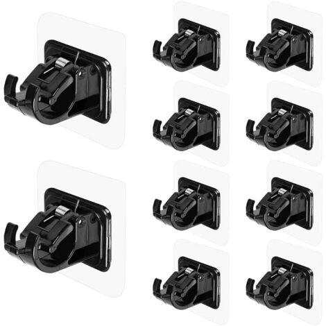 Lot de 10 supports de tringle à rideaux, sans perçage, auto-adhésifs, transparents et noirs (1/5)