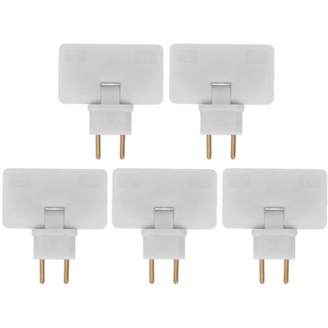 Lot de 5 adaptateurs de prise sans fil UE, rallonge 180 degrés, 1 à 3 prises plates européennes, derrière l'armoire, 110-250 V (blanc) (1/5)