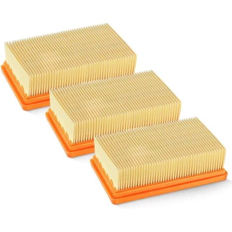 3 Pack remplacement plat plissés Filtre ,Karcher MV4 MV5 MV6 WD4 WD5 WD6, WD4P WD5P WD6P Aspirateur Wet-Dry - remplace 2,863-005,0 (1/5)