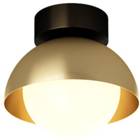 Plafonnier moderne avec abat-jour en forme de boule de verre blanc, luminaire suspendu semi-encastré, montage en surface contemporain, plafonnier en métal à 1 lumière for salon, couloir, ferme (1/3)