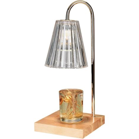 Chauffe-bougie brûleur lampe à fondre parfum base en bois veilleuse bougeoir ornements pour décoration de table bureau, maison, yoga, chambre (1/4)