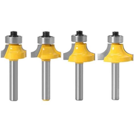 4PCS Fraise à Arrondir à Bois Carbure Routeur de Arrondi Coin Rayon de Coupe 3.18mm, 4.76mm, 6.35mm, 7.92mm Fraise Quart Arrondi Bordure Routeur Bits (1/5)