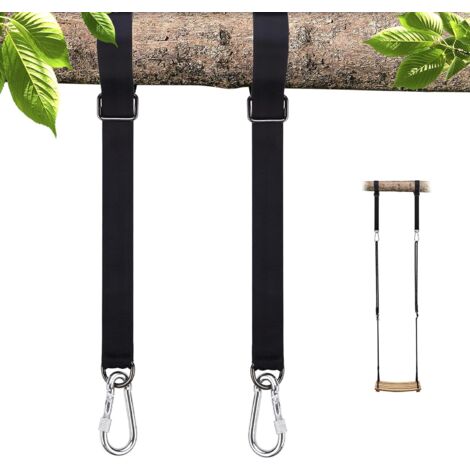 Lot de 2 sangles de suspension pour balançoire d'arbre, sangles de suspension pour balançoire d'arbre, connexion parfaite entre la balançoire et le hamac, peut supporter jusqu'à 453,6 kg, 150 cm (1/5)