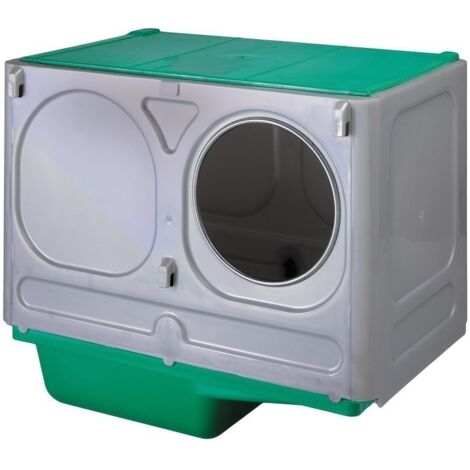 Nid pour lapins adaptable à cages Suinga – Plastique résistant – Protection inox anti-rongeur – Diamètre d'entrée 140mm – 43x28x37 cm