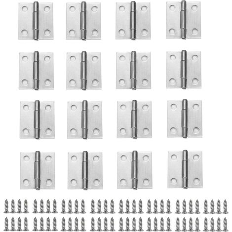 Charnière pour meuble,30Pcs Charnière Inox Paumelle Porte à 4 Trous Avec Vis Pour La Maison Meubles Matériel Armoire Garde Porte Tiroir,Argent (1/5)