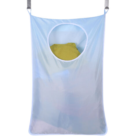 Sac à linge suspendu derrière la porte, sac de rangement ménager, sac à linge sale, panier à linge grande capacité (bleu) (1/5)