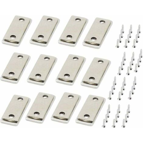 Aimant Porte Placard 12 Pièces Très Mince Set Avec Vis Fermeture Meuble Aimant Puissant pour Fermeture de Porte Coulissante Meuble Placard Tiroirs Fenetre Aimanté Douche Armoire (1/5)
