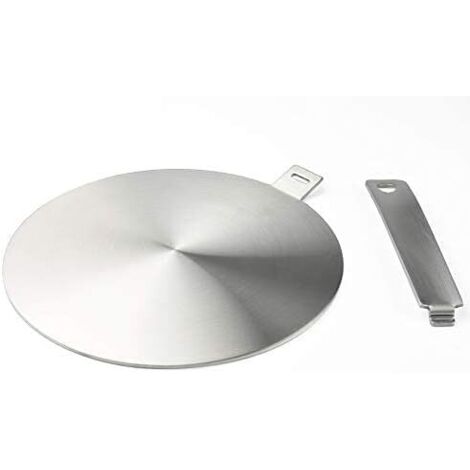 Adaptateur à induction, disque convertisseur pour plaque de cuisson à induction, plaque de diffusion de chaleur avec poignée et base séparables 20 cm, Aluminium (1/4)