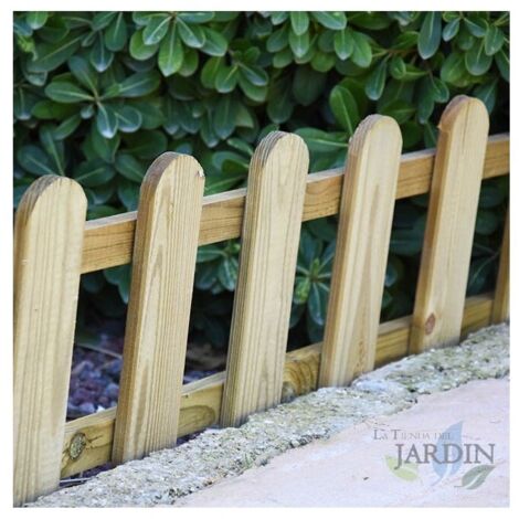 Clôture de jardin en bois traité 25 cm – Longueur 115 cm – Bords arrondis pour sécurité – Résistante aux intempéries