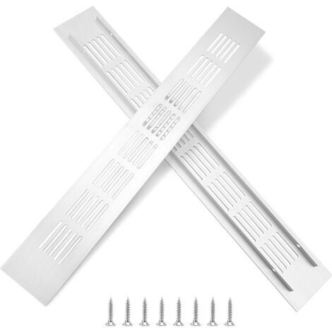 Grille d'aération en Aluminium Grille de Ventilation Rectangulaire avec Vis pour la Ventilation des Placards et des Chambres 35x5cm Argent 2PCS (1/5)