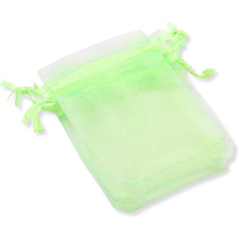 Lot de 100 sacs en maille avec cordon de serrage - Pochettes cadeaux en organza transparent - 10 x 15 cm - Sachets en organza pour Noël, mariage, fête, anniversaire (1/5)