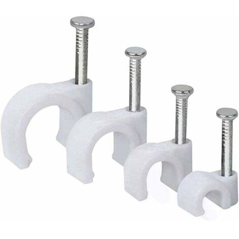 Serre-câbles pour câbles Pinces à clous 6 7 8 10 mm Serre-câbles Pinces à clous Clips adhésifs avec clous pour la fixation du matériau du câble pour la fixation du matériau du câble (100 par taille) (1/5)