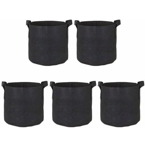 Lot de 5 Sac de Plantation Noir en Tissu Non Tissé - Sac Jardin Résistants, Réutilisables et Respirants avec Poignées,4035cm (1/4)