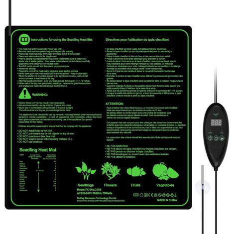 Tapis Chauffant Plante avec Contrôleur de Thermostat Serres Chauffantes Adjustable Imperméable pour 50.8 50.8 cm (1/5)