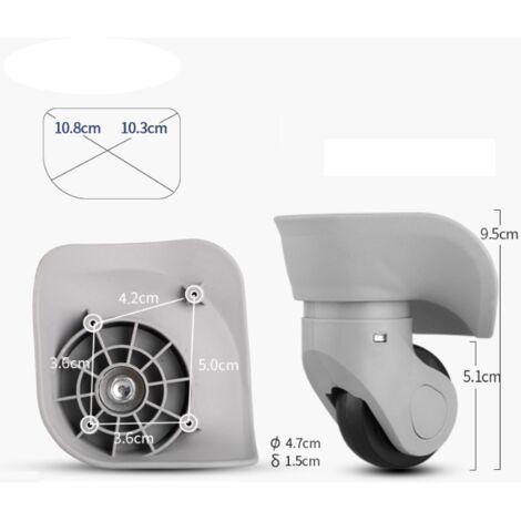 Paire de roues à bagages universelles en caoutchouc durable, roues de réparation de remplacement de bagages multidirectionnelles silencieuses (grandes, grises, paquet de 2) (1/5)
