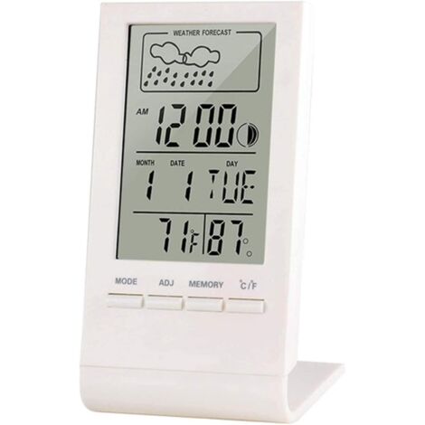 Thermomètre numérique sans fil intérieur et extérieur, hygromètre intérieur/extérieur (blanc) (1/4)
