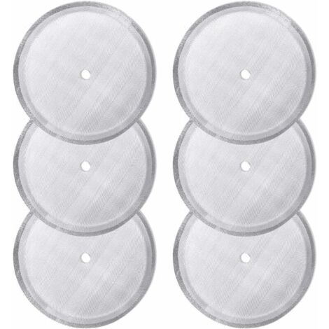 Paquet de 6 filtres à tamis de rechange pour presse française - Filtres à mailles réutilisables en acier inoxydable - Pour cafetières à pression françaises universelles de 1000 ml / 34 oz / 8 tasses