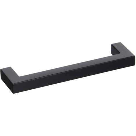 Lot de 2 poignées d'armoire noires (entraxe 160 mm) poignées de tiroir poignées d'armoire de cuisine commode noire quincaillerie moderne en acier inoxydable (1/5)