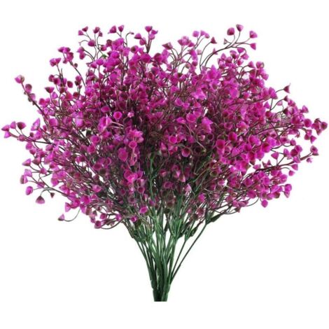 4pcs Gypsophile Fleurs Artificielles Deco 7 Branches Fausse Fleur Decoration Fushia Plantes Plastique Arbuste Buissons pour Mariage Maison Jardin Exterieur Interieur Balcon Arrangement Floral (1/5)