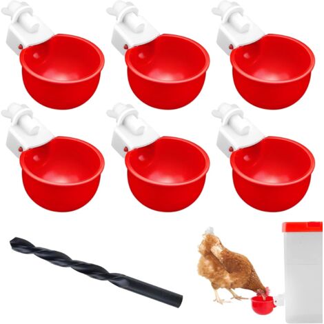 DIY Abreuvoir Poules, 6 Pièce Abreuvoirs Automatiques Kit, Abreuvoir Poule avec scie à Trou de pour Poussins Canards Oies Dindes ou Lapins ( Rouge) (1/5)