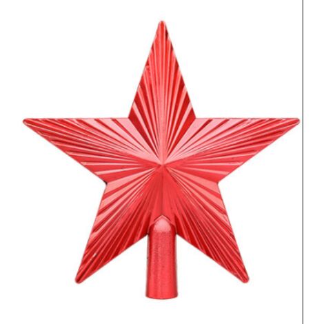 Cime de sapin de Noël en plastique - Cime de sapin avec étoile de sapin de Noël moderne - Étoile rouge (1/5)