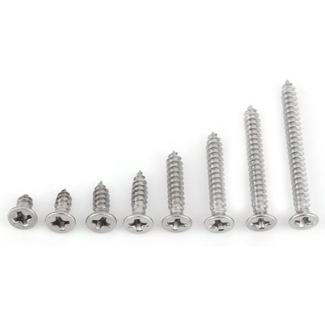 200 pièces M3 en acier inoxydable Phillips vis à tête plate vis à bois vis à bois M3 x 6/8/10/12/16/20/25/30 mm (1/5)