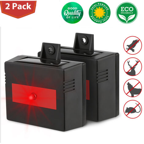 2pcs Répulsif solaire ultrasonique pour oiseaux et chats, appareil répulsif étanche d'extérieur, animaux sauvages, ferme de jardin