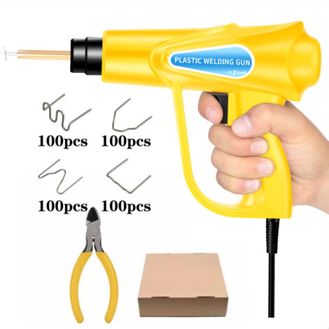 Machine à souder plastique avec pistolet thermique, soudeuse de pare-chocs jaune, kit de réparation de pare-chocs avec agrafeuse à chaud, soudeuse plastique (1/5)
