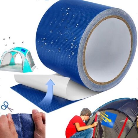 Ruban de réparation pour tente, patchs résistants à la chaleur pour équipement de camping, dispositif d'entretien en nylon imperméable, adapté aux sacs de couchage en bâche (bleu) (1/5)