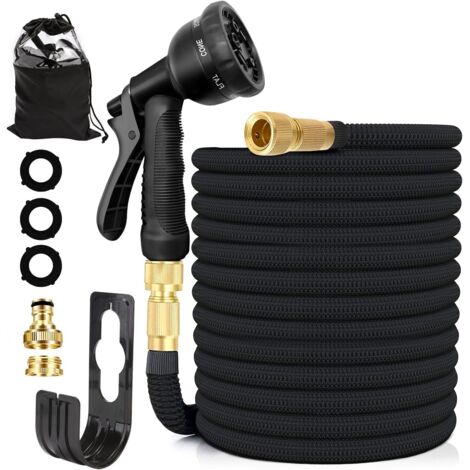 Tuyau d'arrosage Extensible Upgraded 15M/50FT, Tuyau Flexible&Léger avec 8 Modes d'arrosage pour Irrigation, Nettoyage du Jardin, Laver la Voiture, Baigner Animal(Noir) (1/5)