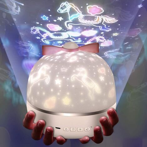 ZOLGINAH Veilleuse Enfant Etoile Projection, LED Veilleuse Etoile Projecteur 360° Rotation avec 6 films de projection, Bébé Veilleuse Projecteur pour Anniversaire, Noël, Chambre, Cadeaux (1/5)