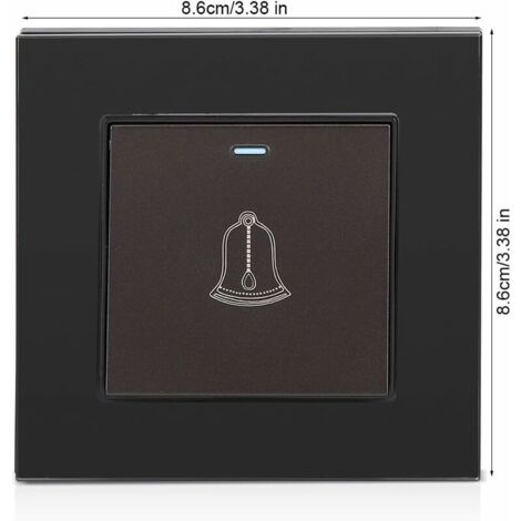 Bouton Sonnette Exterieur, 220250V Interrupteur de Sonnette à Panneau en Verre trempé Bouton Poussoir de Carillon étanche sans Fil, 3.38 inch (1/5)