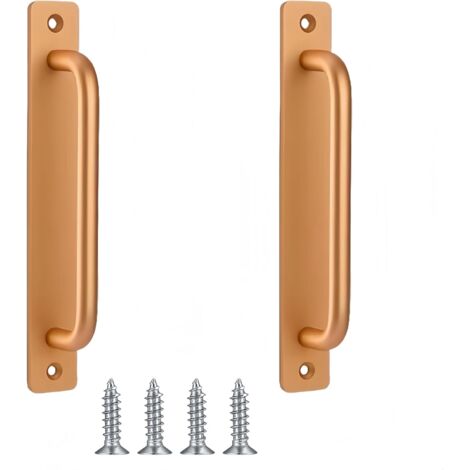 Lot de 2 poignées de porte de grange, poignées de porte coulissante robustes, poignées de porte de grange coulissantes dorées pour cuisine, meubles, armoires, placards, portes (1/4)