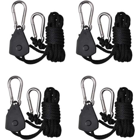 Lot de 4/2 paires de suspensions réglables à cliquet pour lampes de culture de plantes, 2.4 m, avec engrenage interne renforcé (1/5)