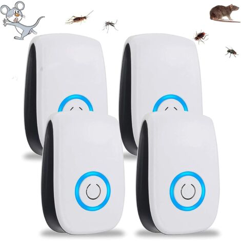 22-65 KHZ Répulsif Ultrason Anti Rongeur Insectes, Puissant 4 Pack Fréquence Changer Répulsif Antiparasitaire pour Occasions Polyvalentes Anti Rats, Souris, Fourmis, Cafards (1/5)