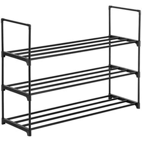Étagère à chaussures à 3 niveaux organisateur de stockage d'étagère de tour de chaussure pour chambre, entrée, couloir et placard, noire (1/5)